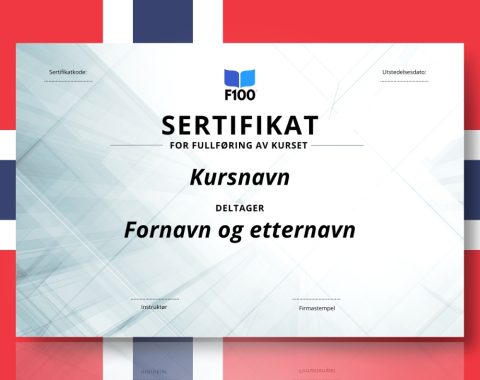 Šablona certifikátu f100 online kurzů v norštině