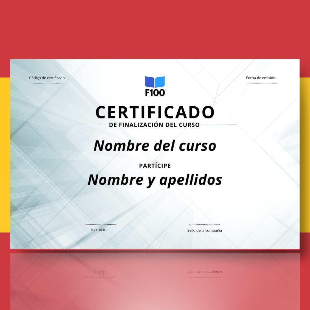 Šablona certifikátu f100 online kurzů ve španělštině