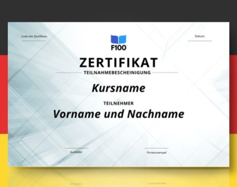 Šablona certifikátu f100 online kurzů v němčině_s