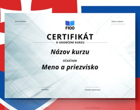Šablona certifikátu f100 online kurzů ve slovenštině_s